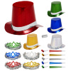 foto 4 party set las vergas hoedjes toeters kroontjes in diverse kleuren