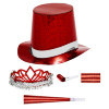 foto 4 party set las vergas hoedjes toeters kroontjes rood