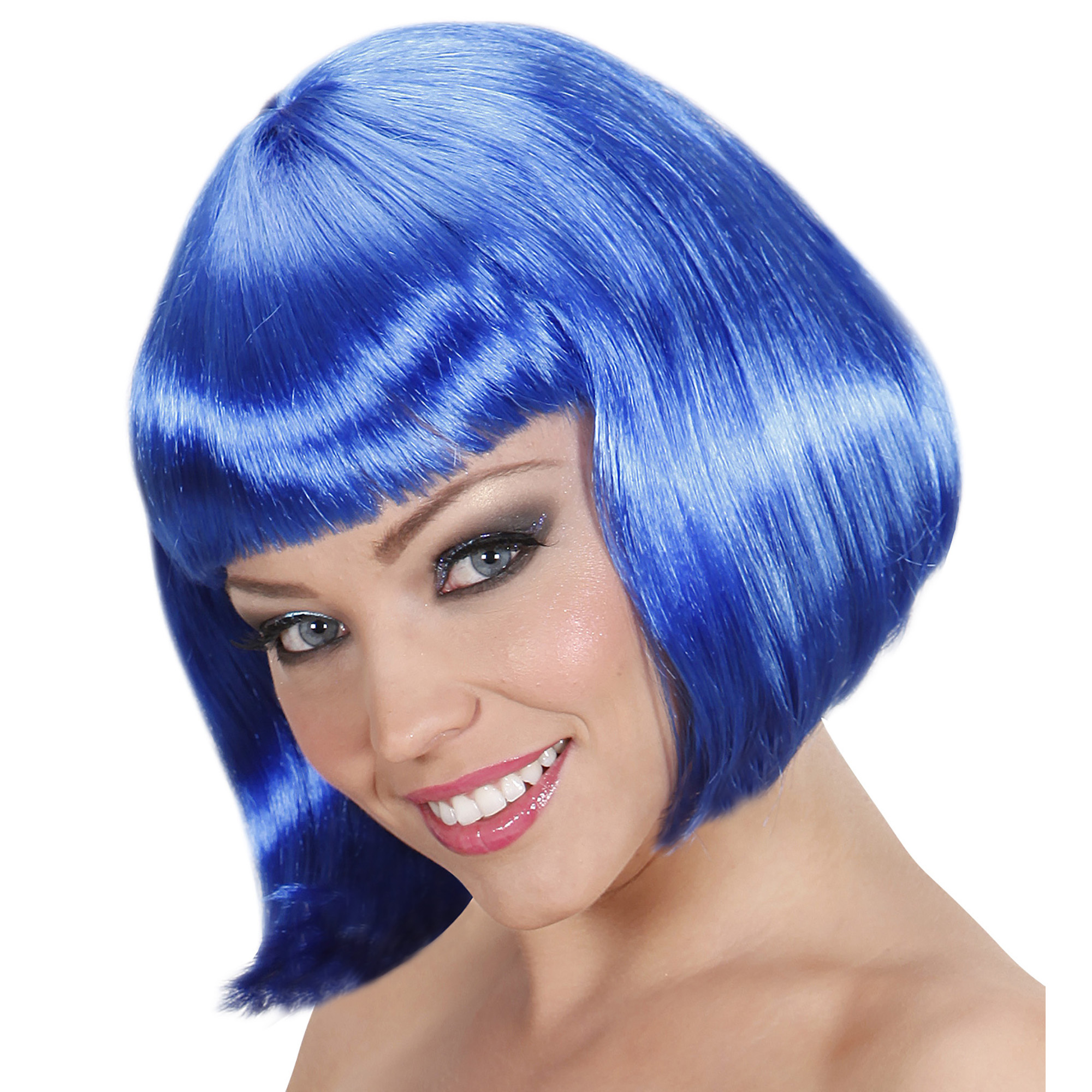 Trendy blauw pruik bobline