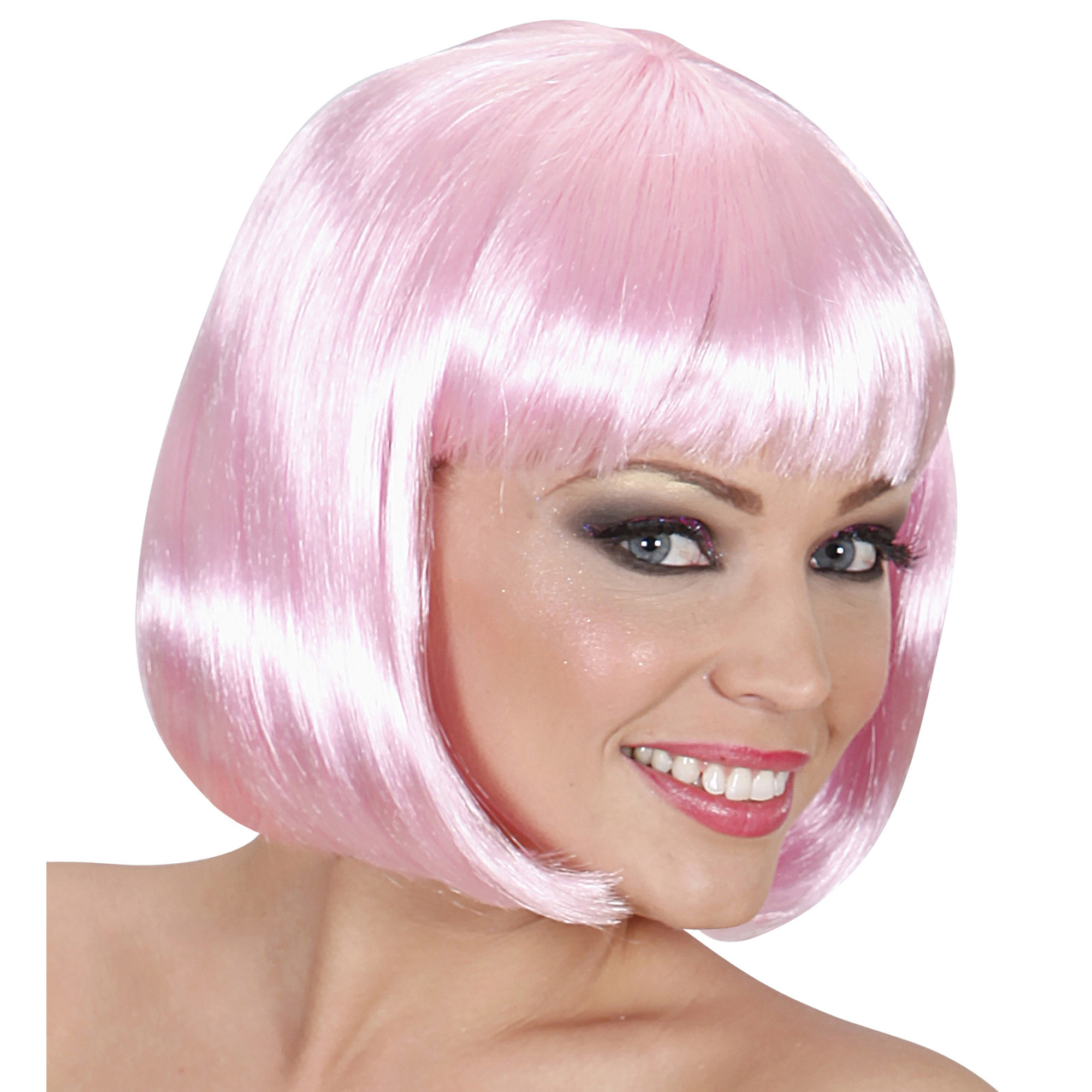 Trendy licht roze pruik bobline