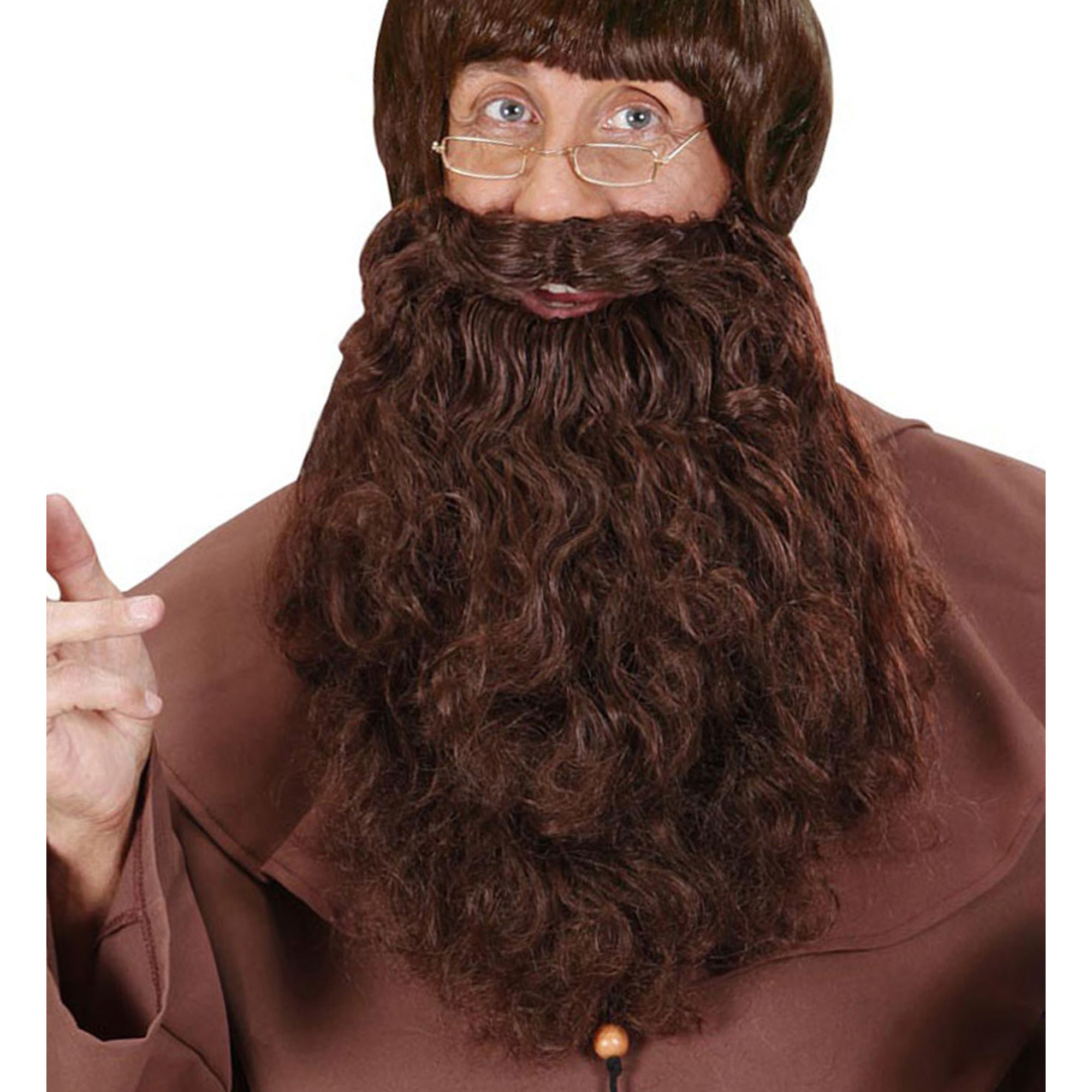 Bruine baard met snor volwassen piraat of monnik