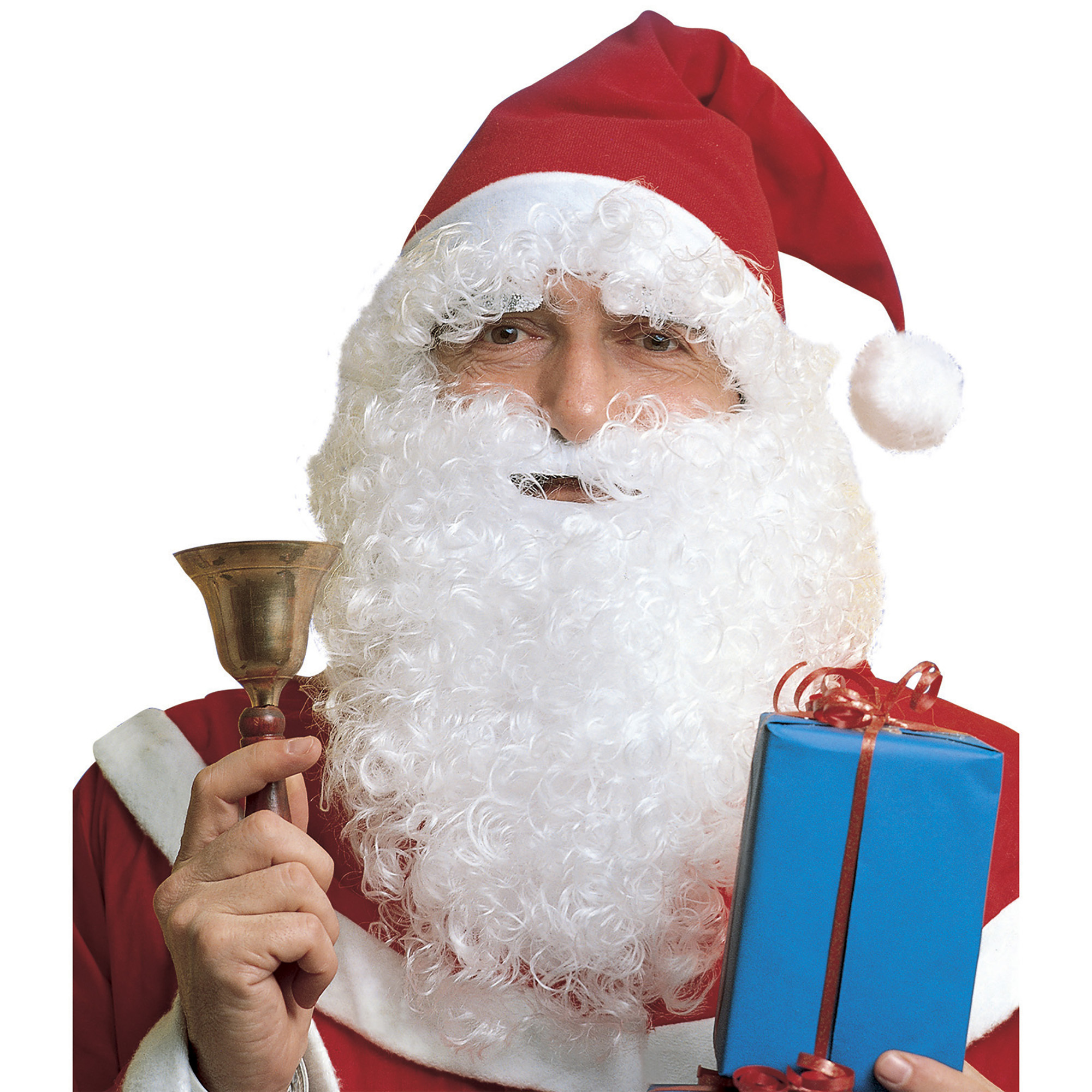 Kerstplezier Voor iedereen low-budget kerstmannen set met muts witte baard snor en wenkbrauwen
