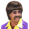 foto 1 pruik popster bruin met snor en bril
