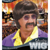 foto 2 pruik popster bruin met snor en bril