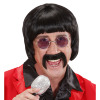 foto 1 pruik popster zwart met snor en bril