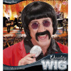 foto 2 pruik popster zwart met snor en bril