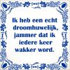 spreukentegel  Ik heb een echt droomhuwelijk jammer dat ik iedere keer wakker word