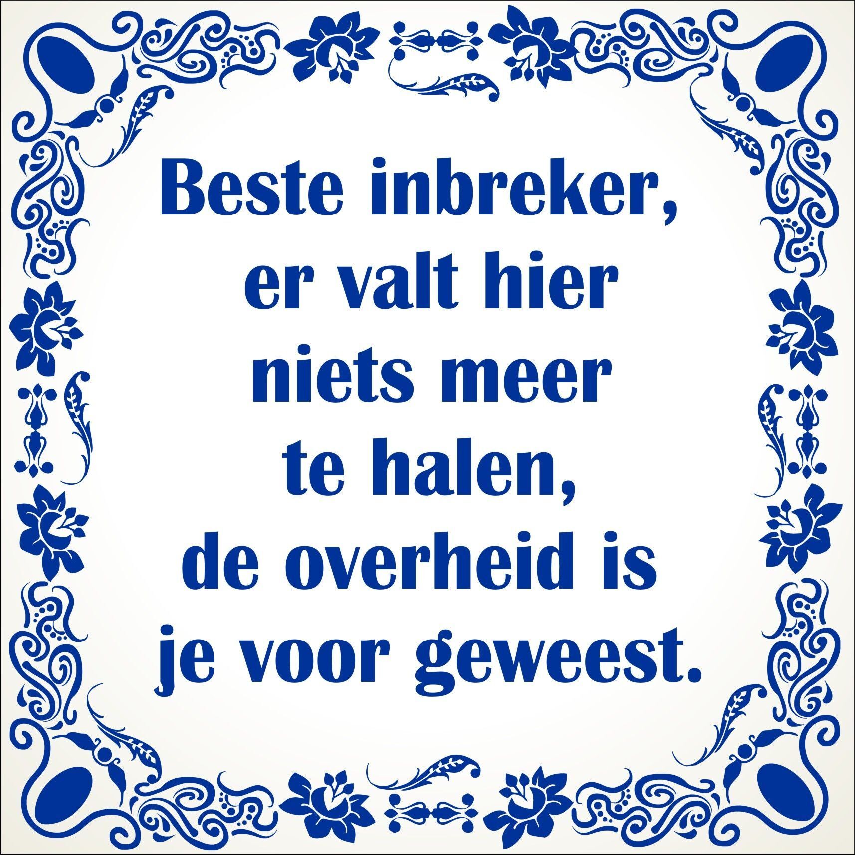 spreukentegel beste inbreker er valt hier niets .....