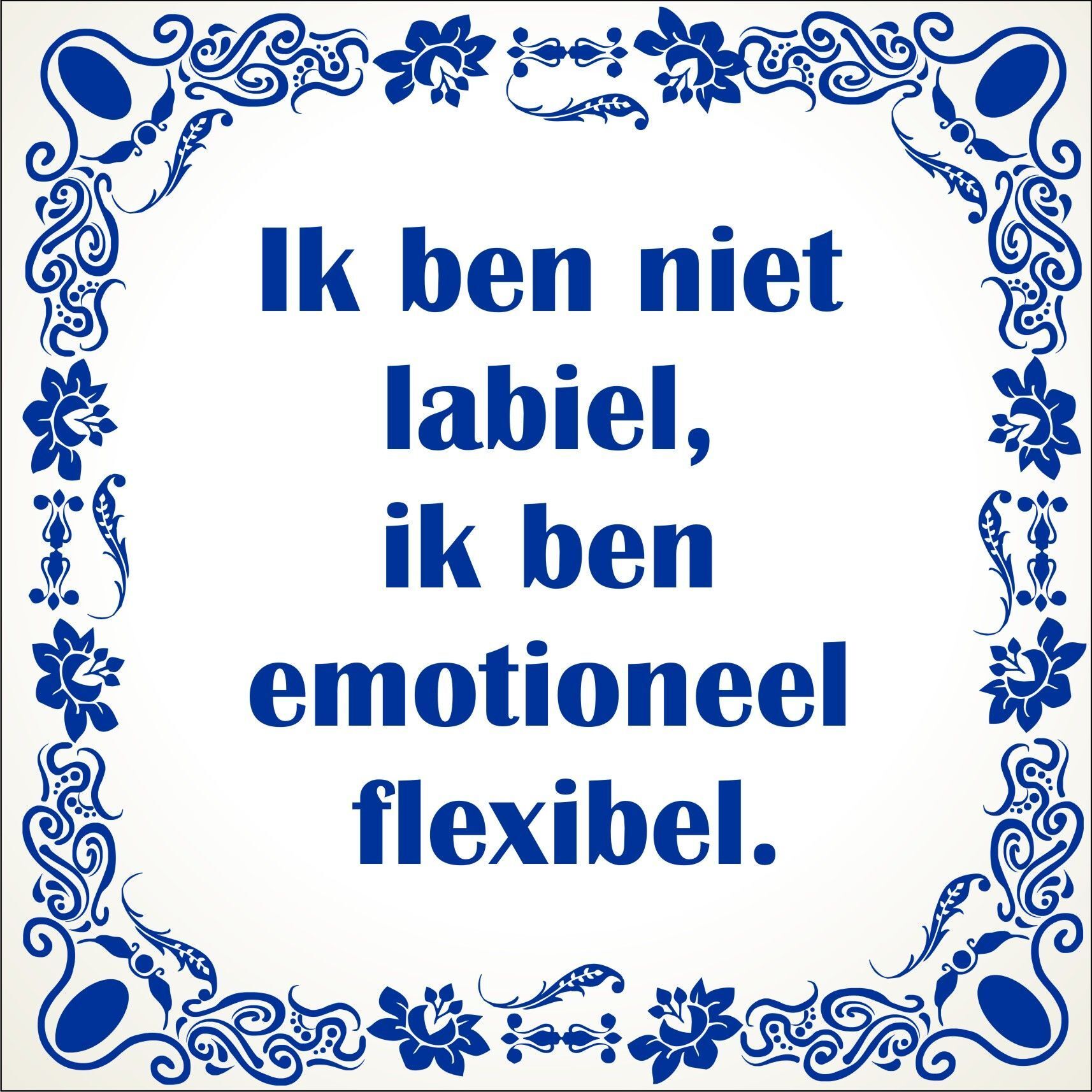 spreukentegel ik ben niet labiel ik ben emotioneel flexibel