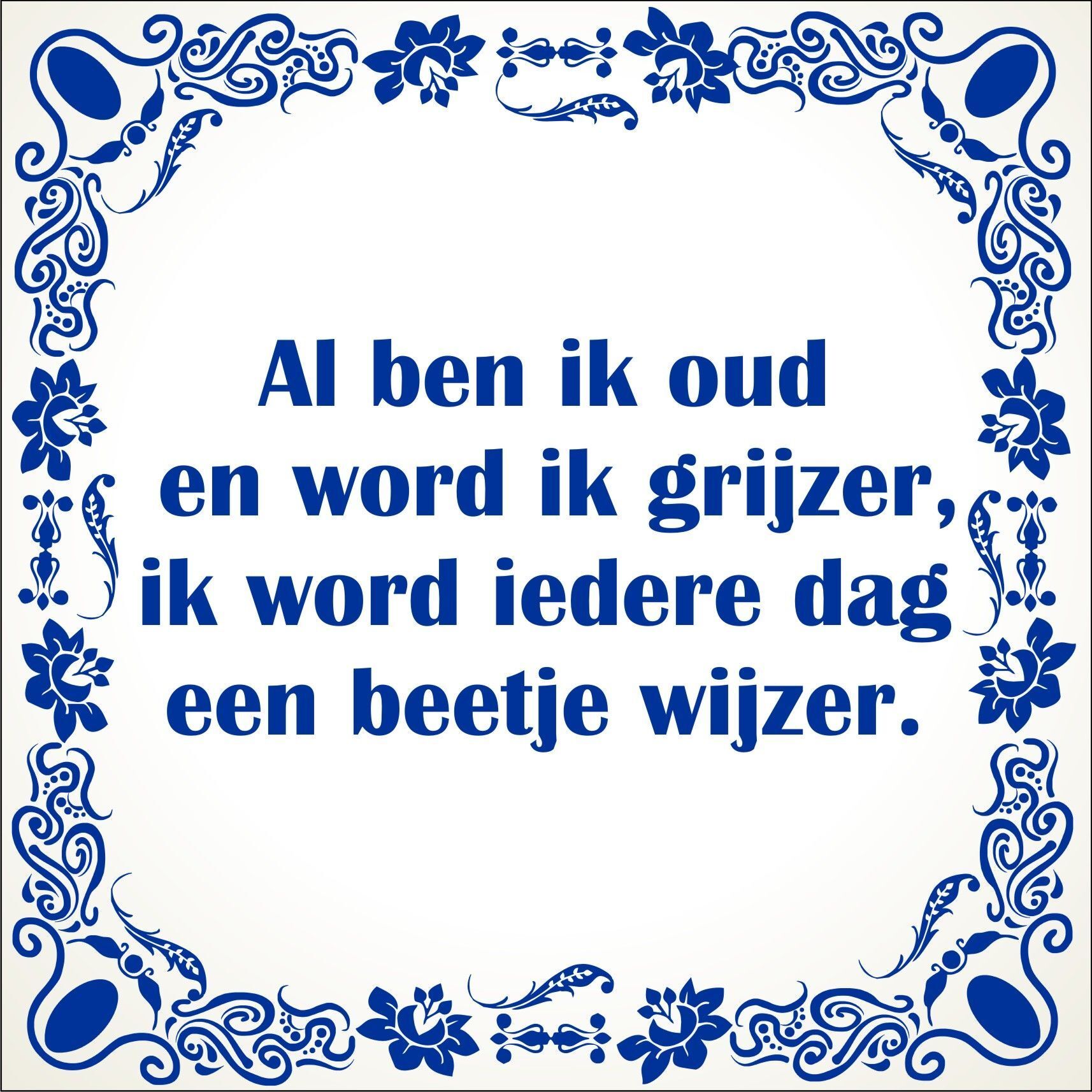 spreukentegel al ben ik oud en word ik grijzer ik word iedere dag een beetje wijzer