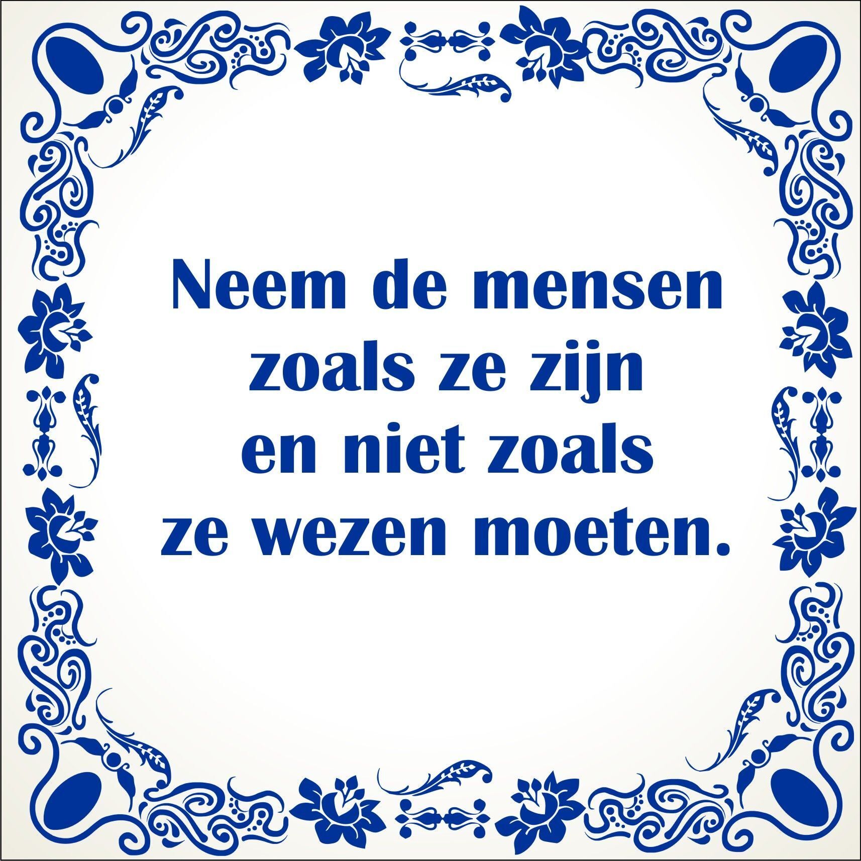 spreukentegel neem de mensen zoals ze zijn en niet zoals ze wezen moeten