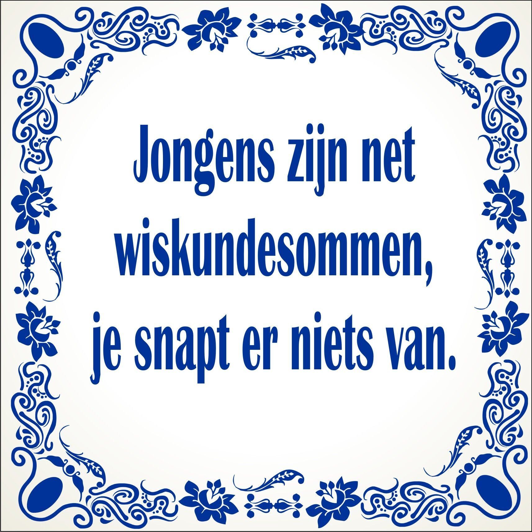 spreukentegel Jongens zijn net wiskundesommen je snapt er niets van