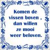 spreukentegel Komen de vissen boven , dan willen  ze mooi  weer beloven