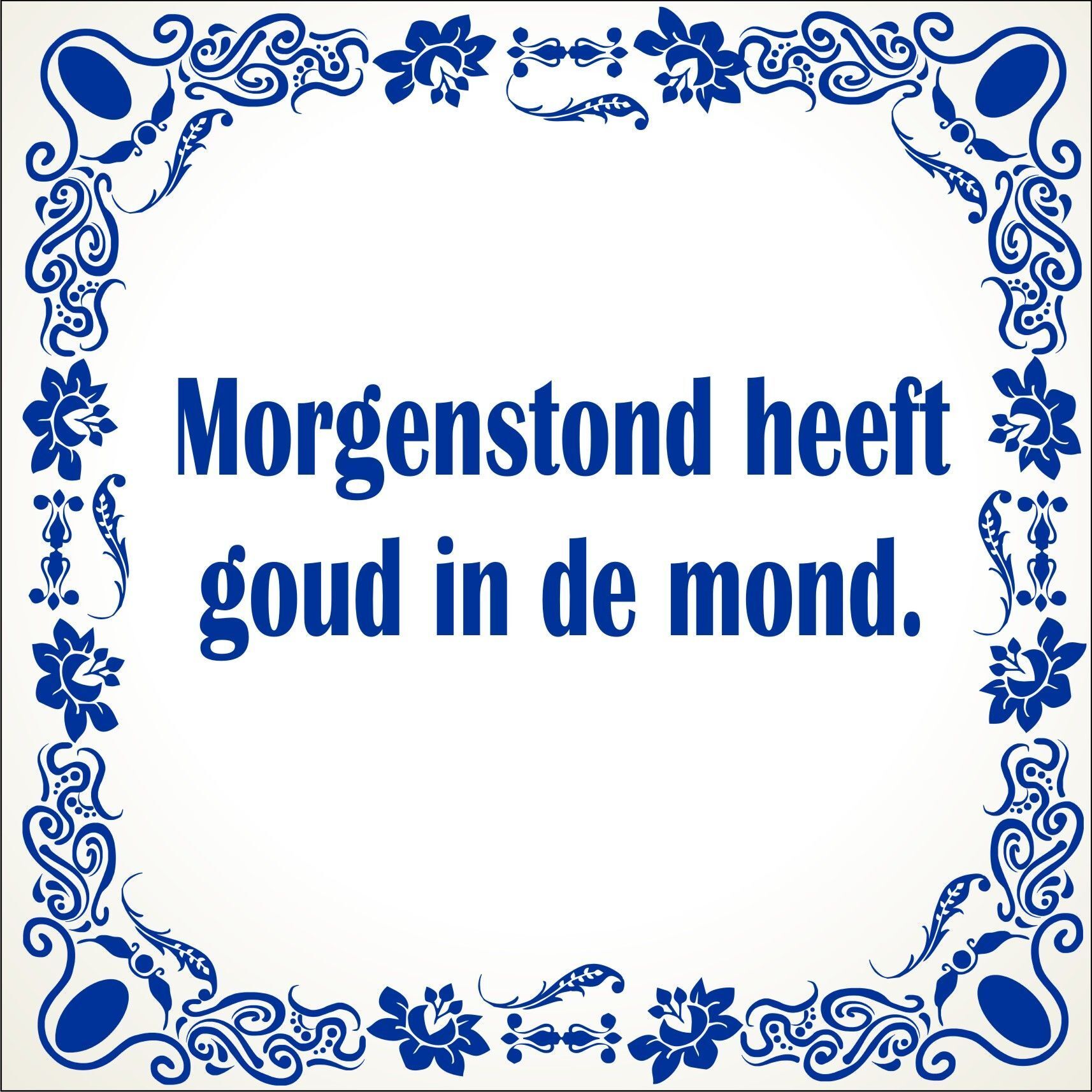 spreukentegel Morgenstond heeft goud in de mond