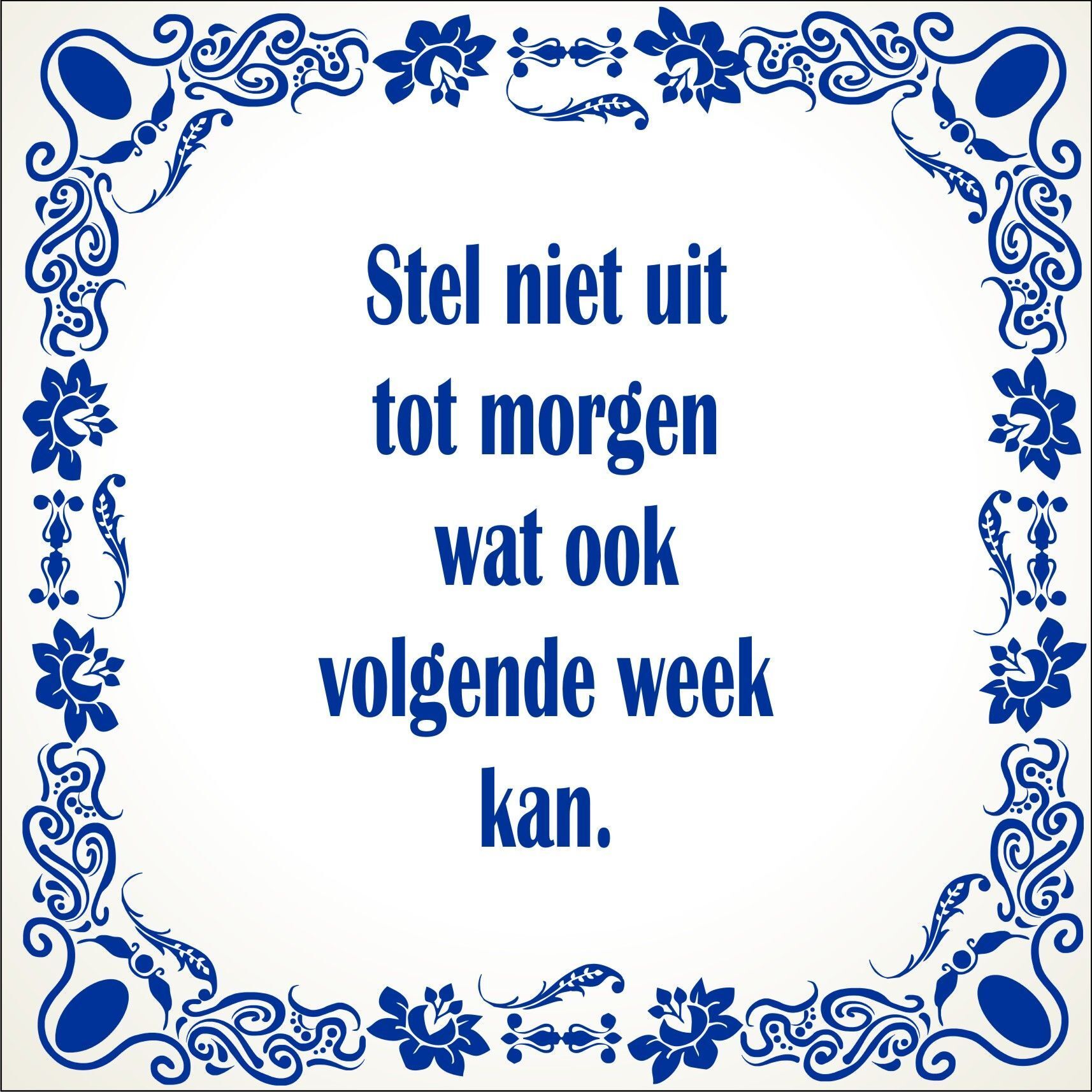 spreukentegel Stel niet uit tot morgen wat ook volgende week kan