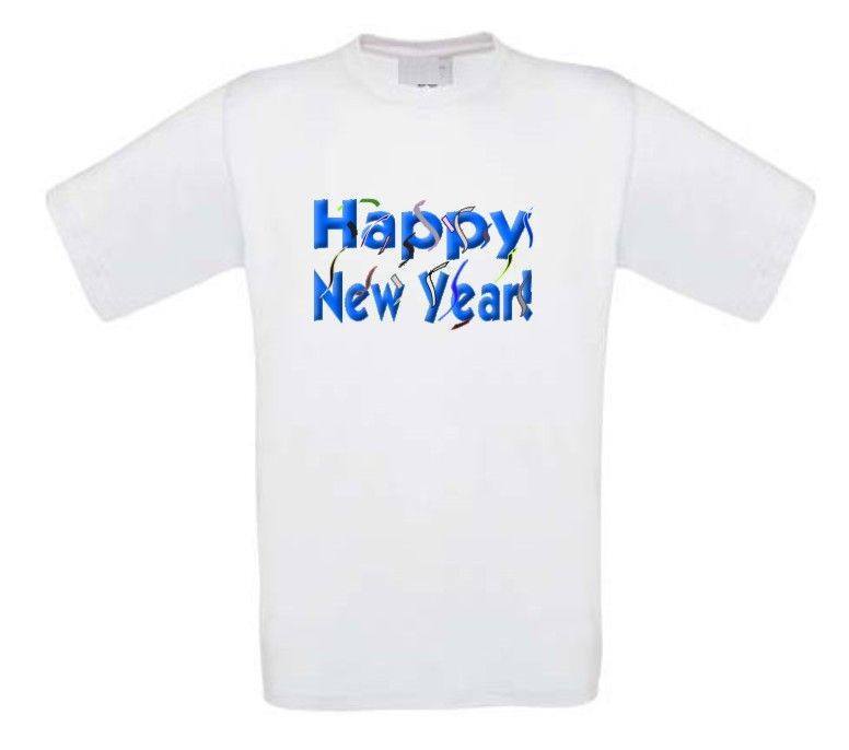 t-shirt korte mouw happy new year in 3d letters