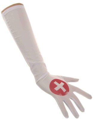 Handschoenen verpleegster lang satijn