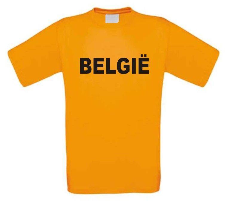 T-shirt korte mouw oranje met Belgie in plaats van holland 