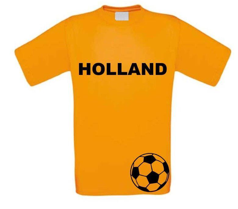 holland met voetbal onderaan t-shirt korte mouw oranje