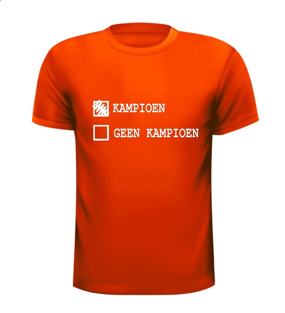 landmacht parodie kampioen geen kampioen t-shirt korte mouw oranje