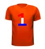 rood wit blauw nummer een t-shirt korte mouw