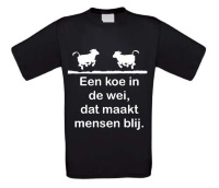 Een koe in de wei dat maakt mensen blij t-shirt korte mouw