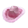 foto 2 cowboy hoed roze lurex