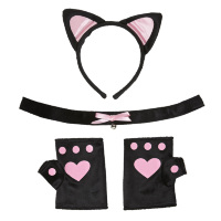 Katten set zwart kat zwart zacht roze Katten set zwart kat zwart zacht roze