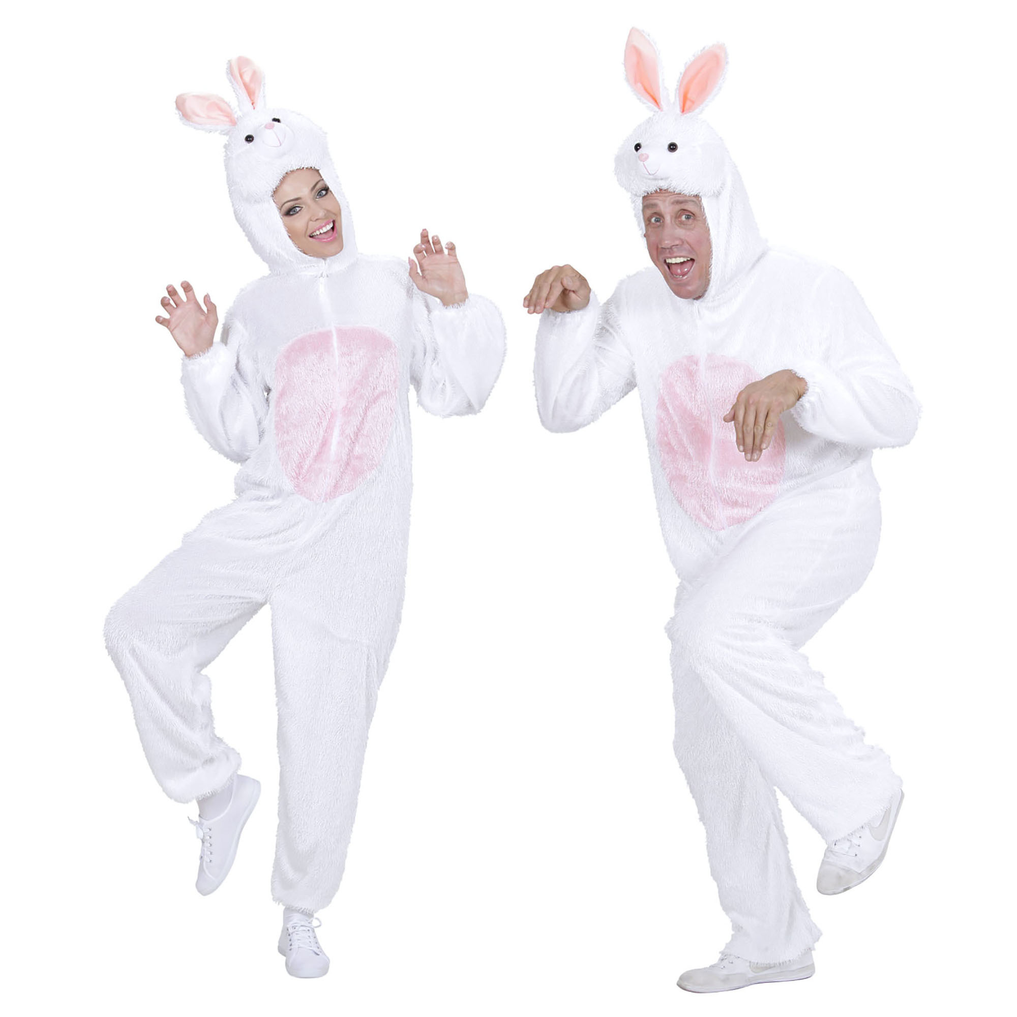 Plushe konijn kostuum wit volwassen konijnenpak