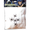 Spinneweb 100 gram wit met 5 spinnen