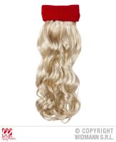 Blond gekrult haar met rode zweetband