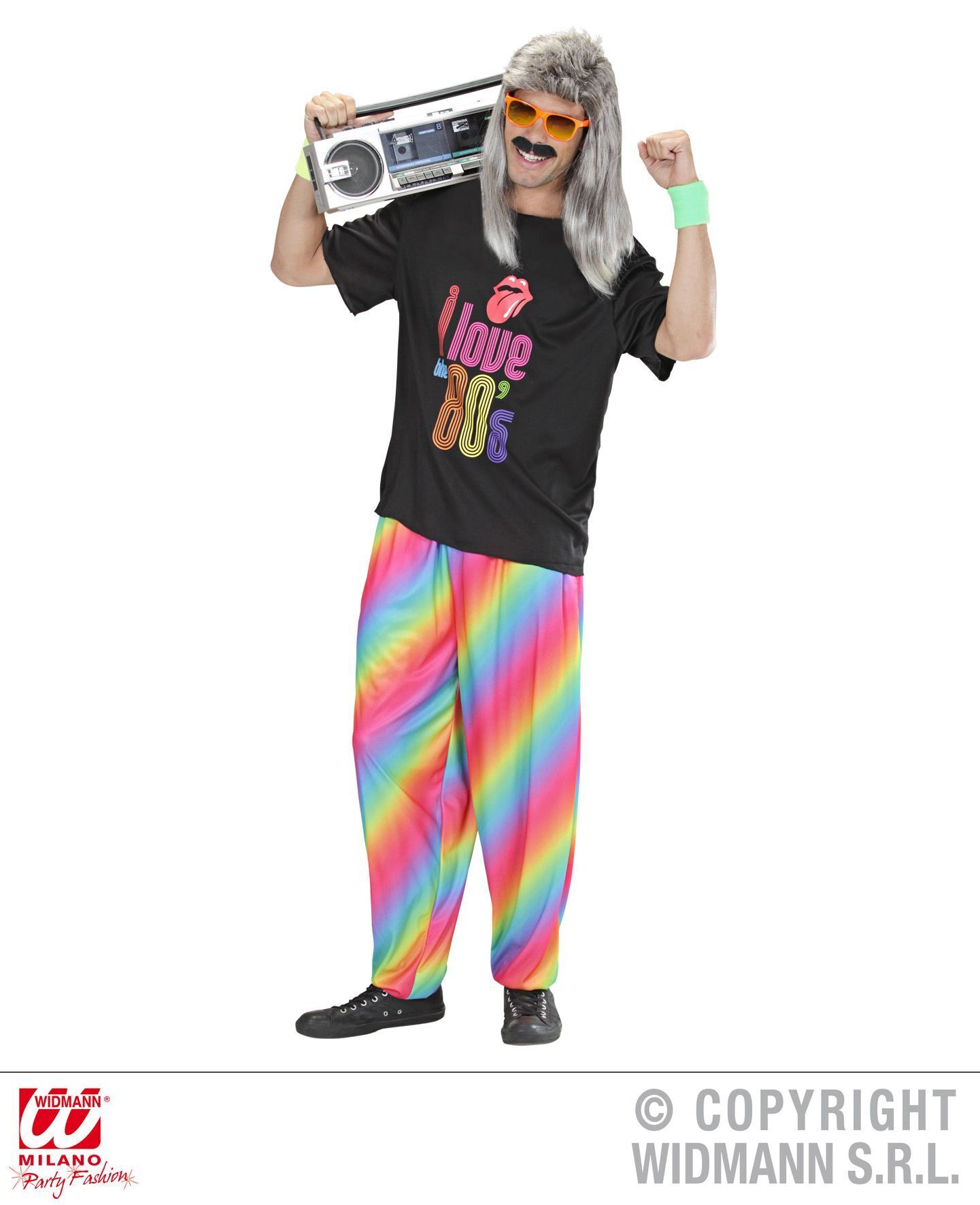 Disco baggy broek regenboog man