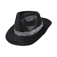 Gangster hoed glitter zwart