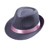foto 2 Gangster hoed grijs roze met krijtstrepen