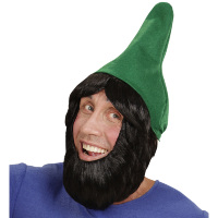 Kaboutermuts volwassen groen met pruik en baard Kaboutermuts volwassen groen met pruik en baard