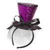 foto 1 Mini paarse glitter hoge hoed op diadeem