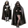 Mysterieuze zwarte cape  met capuchon 152cm