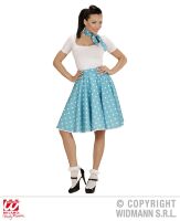 Rock en roll rok met nekband lichtblauw 50e jaren