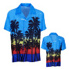 Tropisch hawaii blouse blauw met palmbomen
