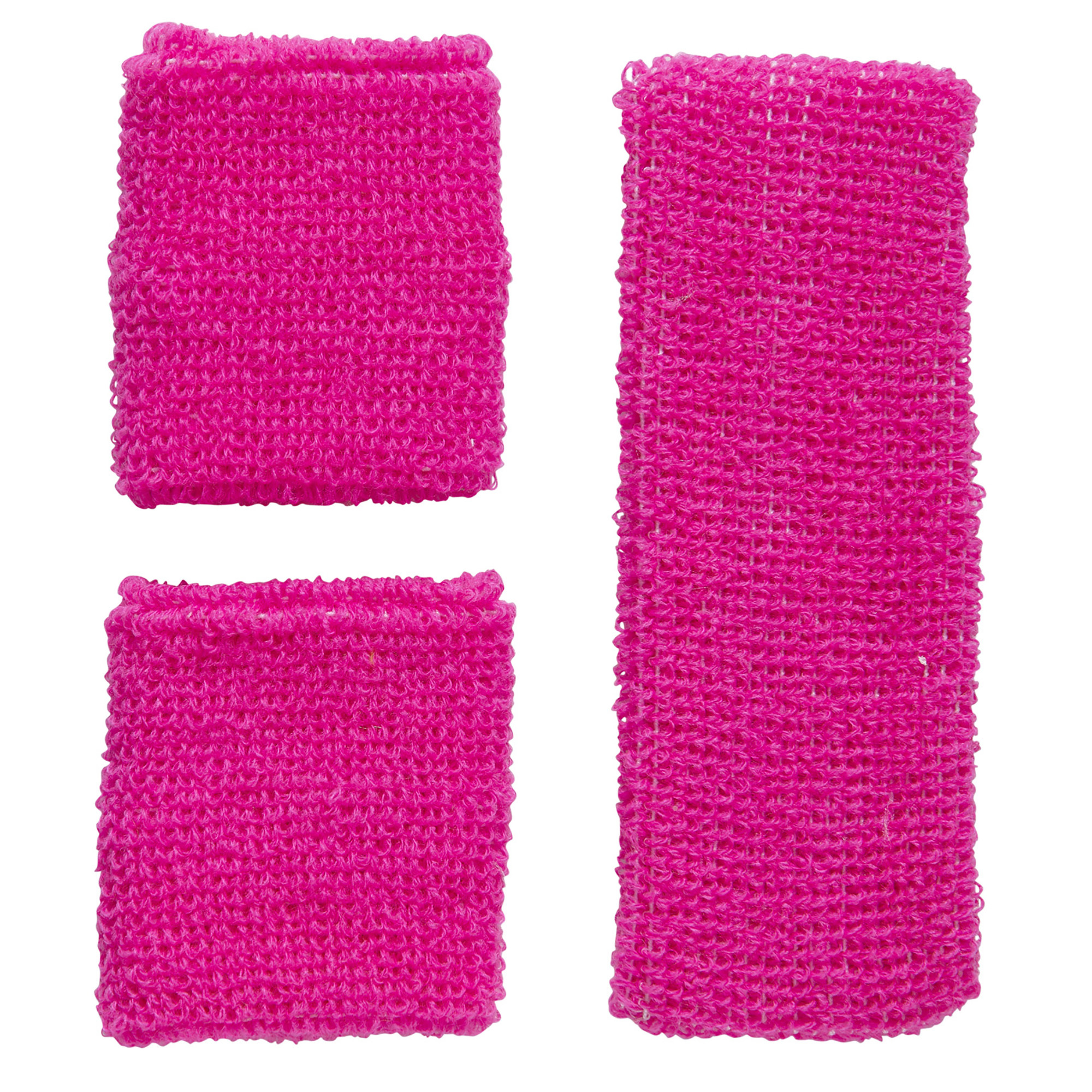 Zweetband set neon roze disco 80's en 90's