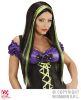 foto 1 pruik heks zwart met groene highlights