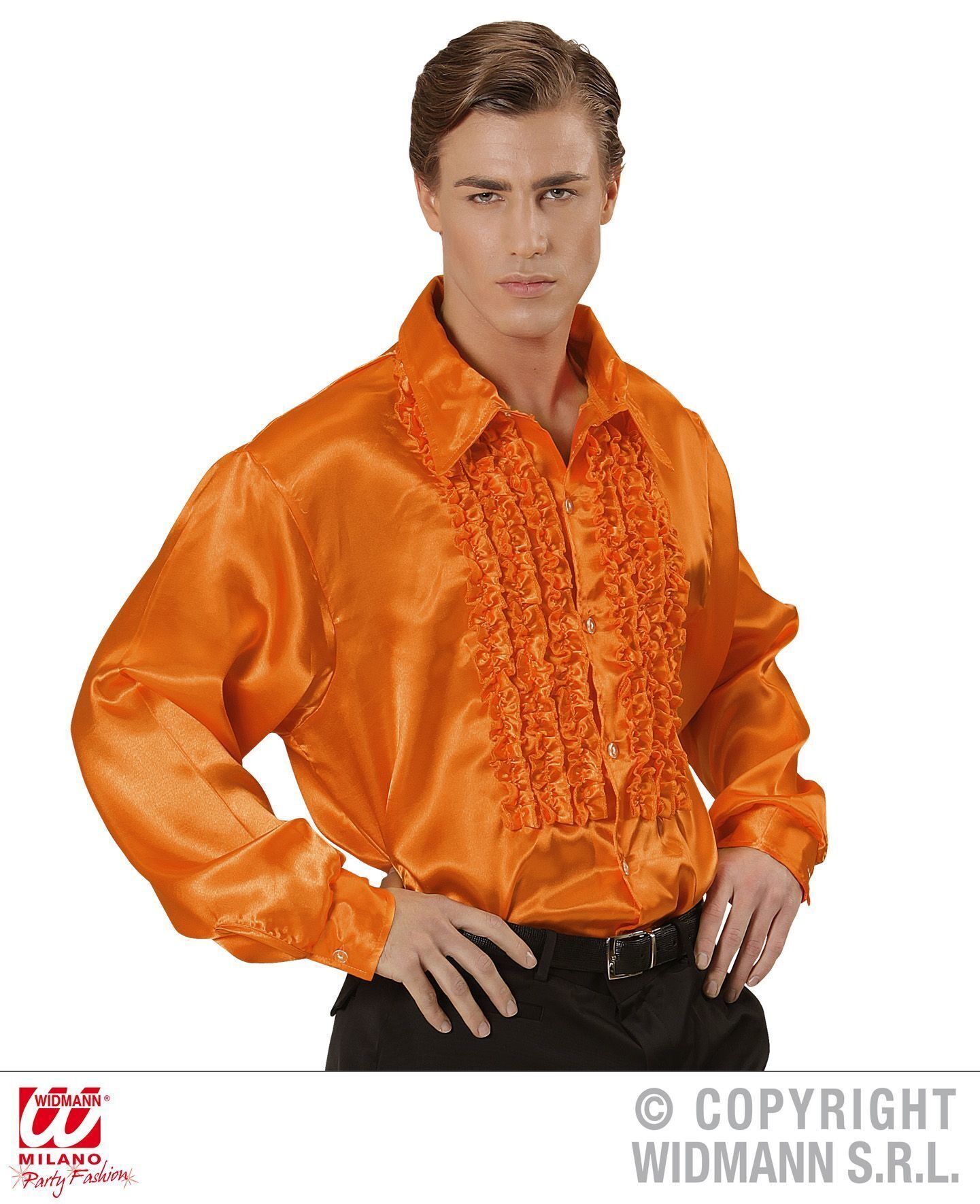 Rouche blouse oranje