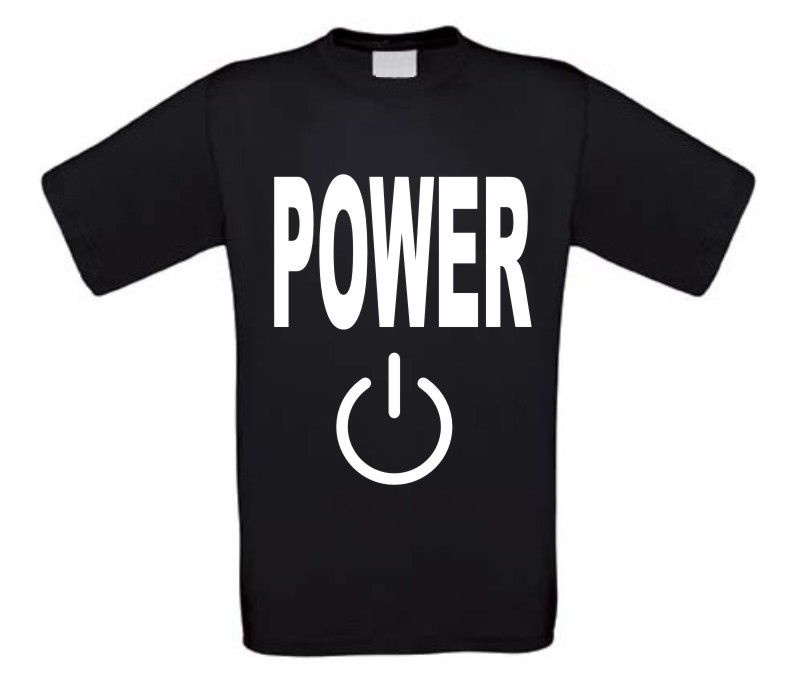 power met power knop icoon t-shirt korte mouw