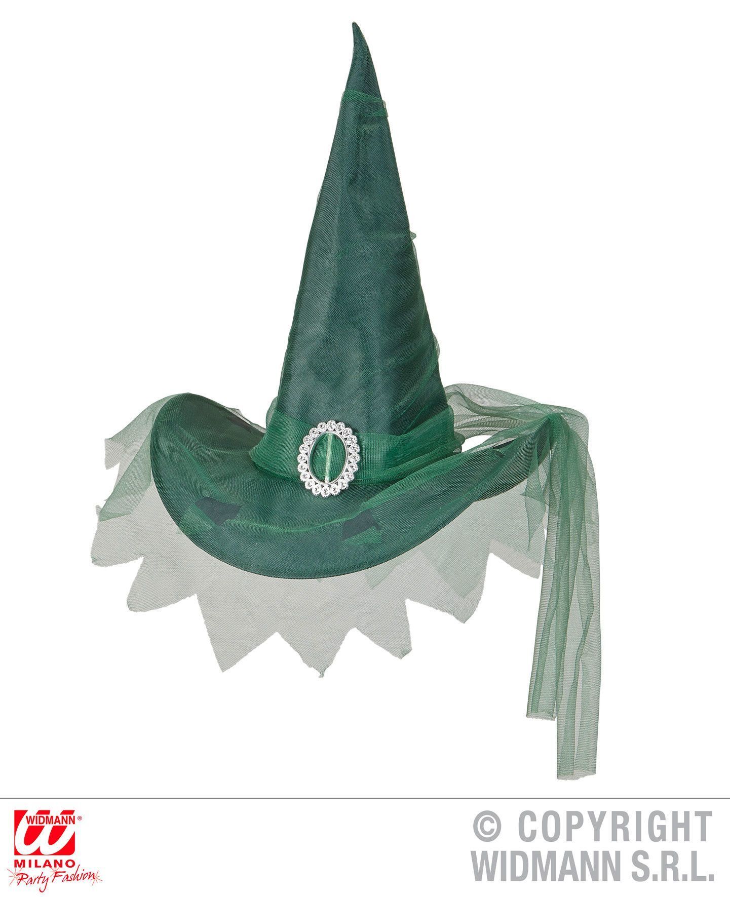 heks heksen hoed met tule groen volwassen