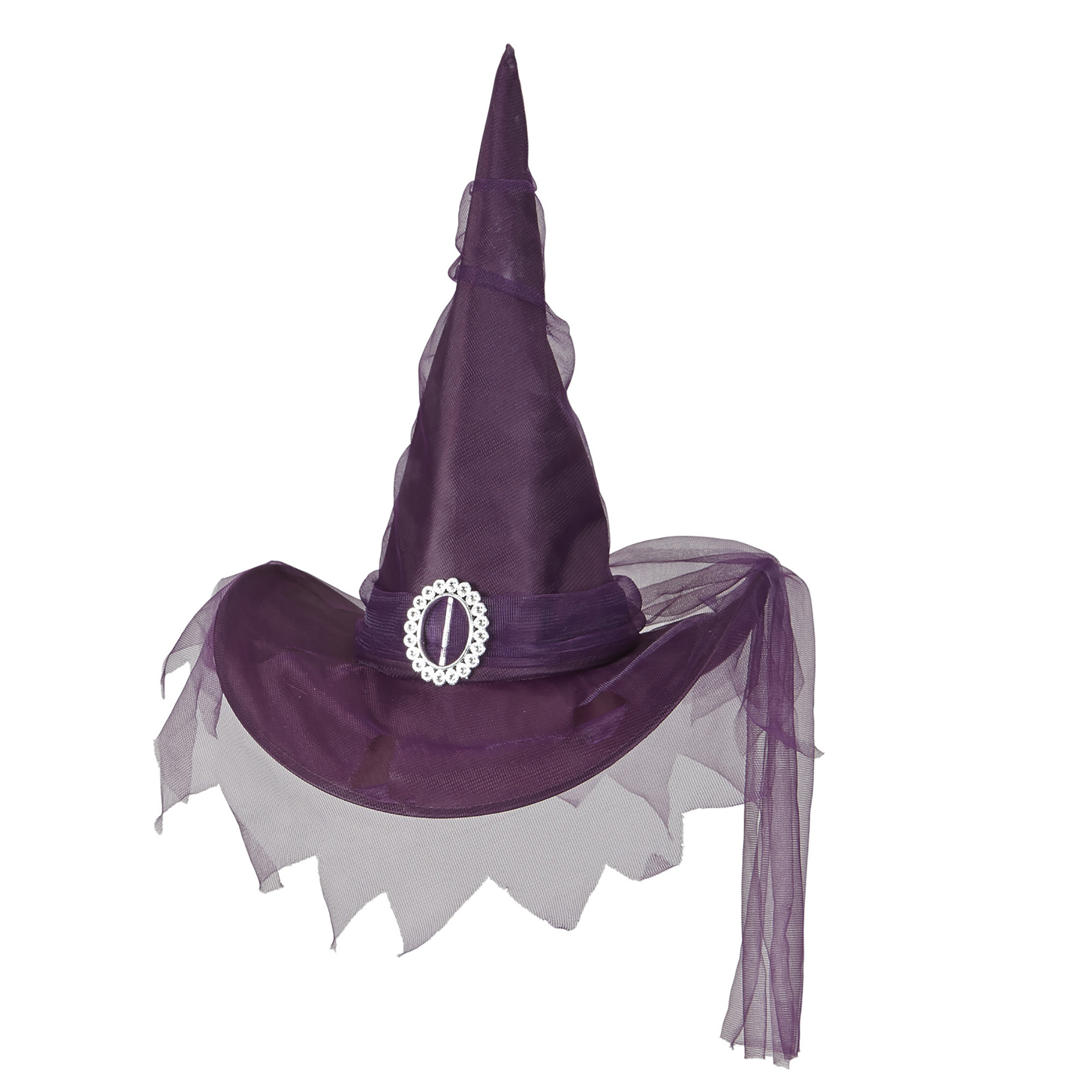 heks heksen hoed met tule paars volwassen