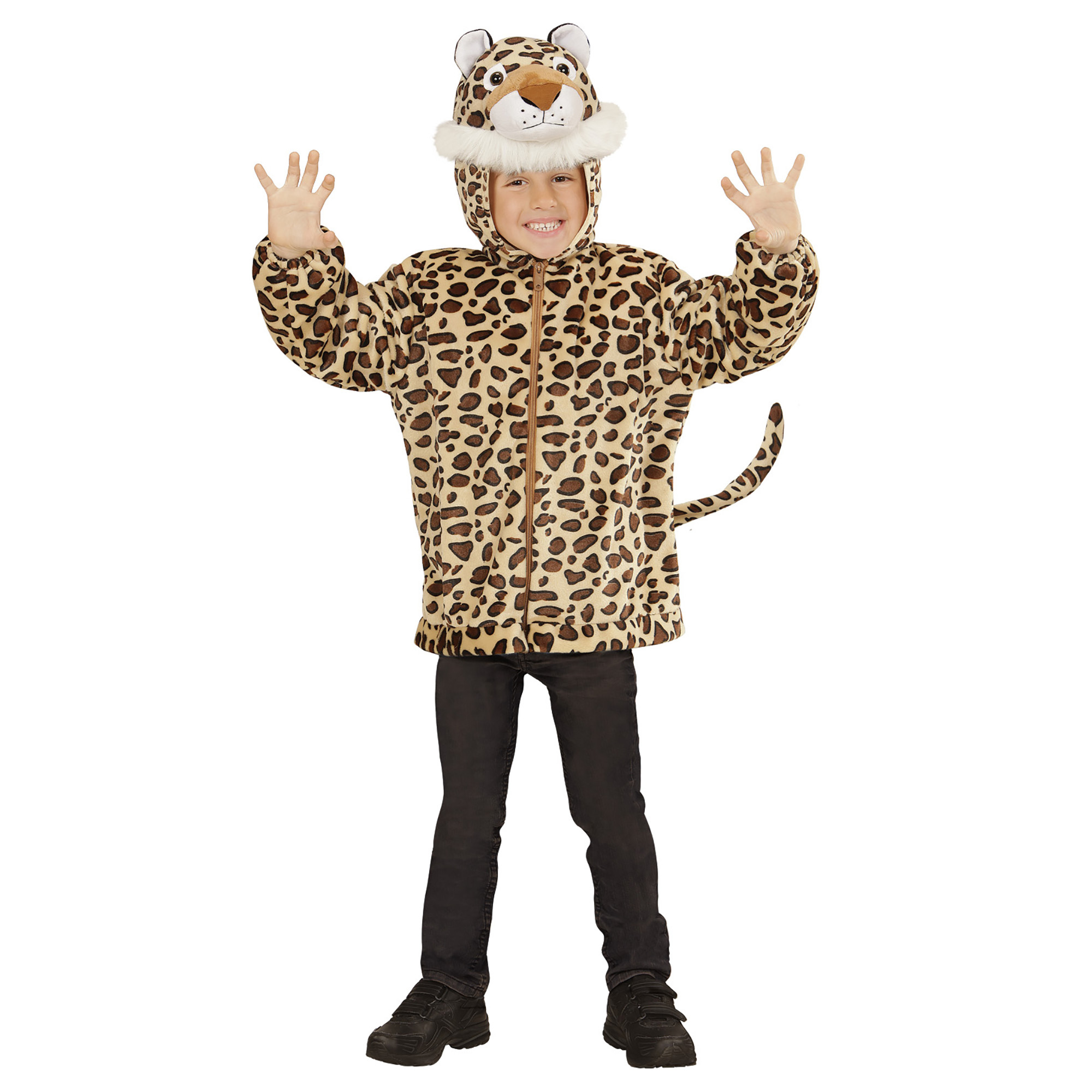 Hoodie kind luipaard verkleedpak vest