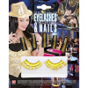 foto 1 set oogwimpers goud met 10 glitternagels