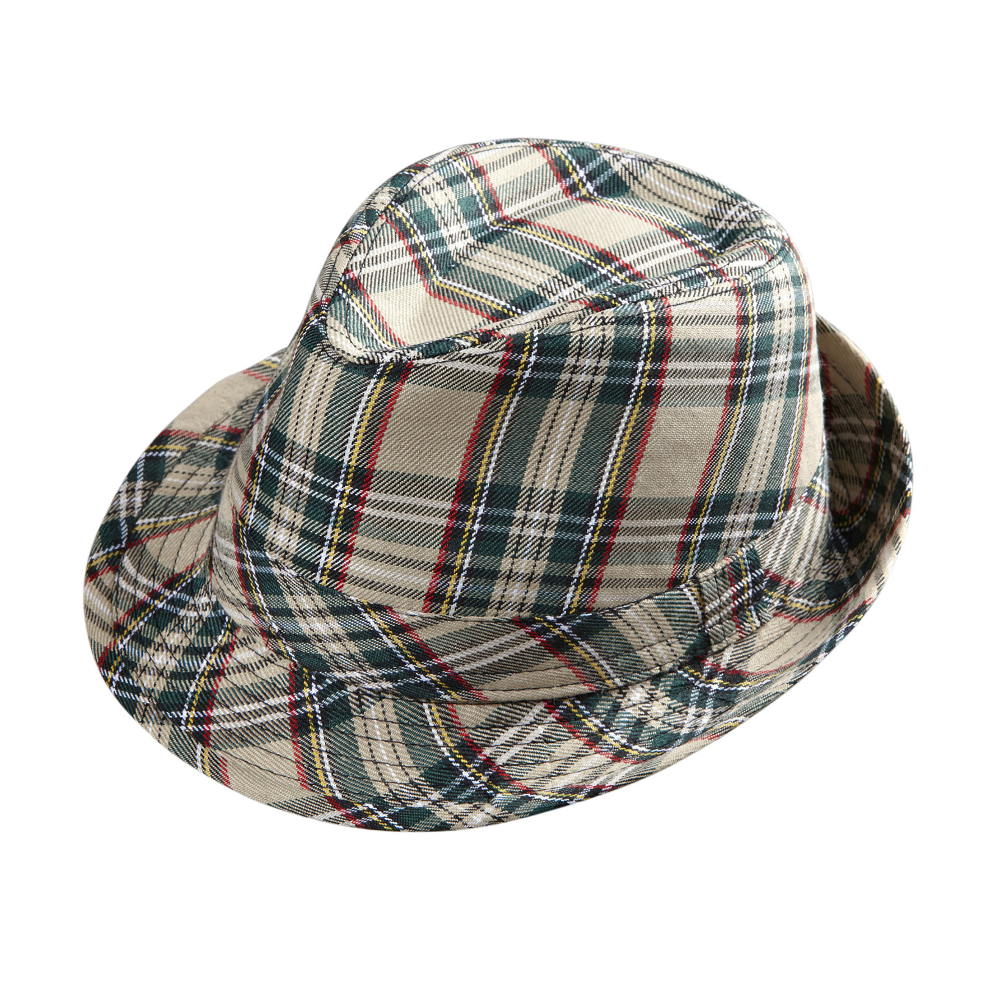 deukhoed fedora grijs met tartan print