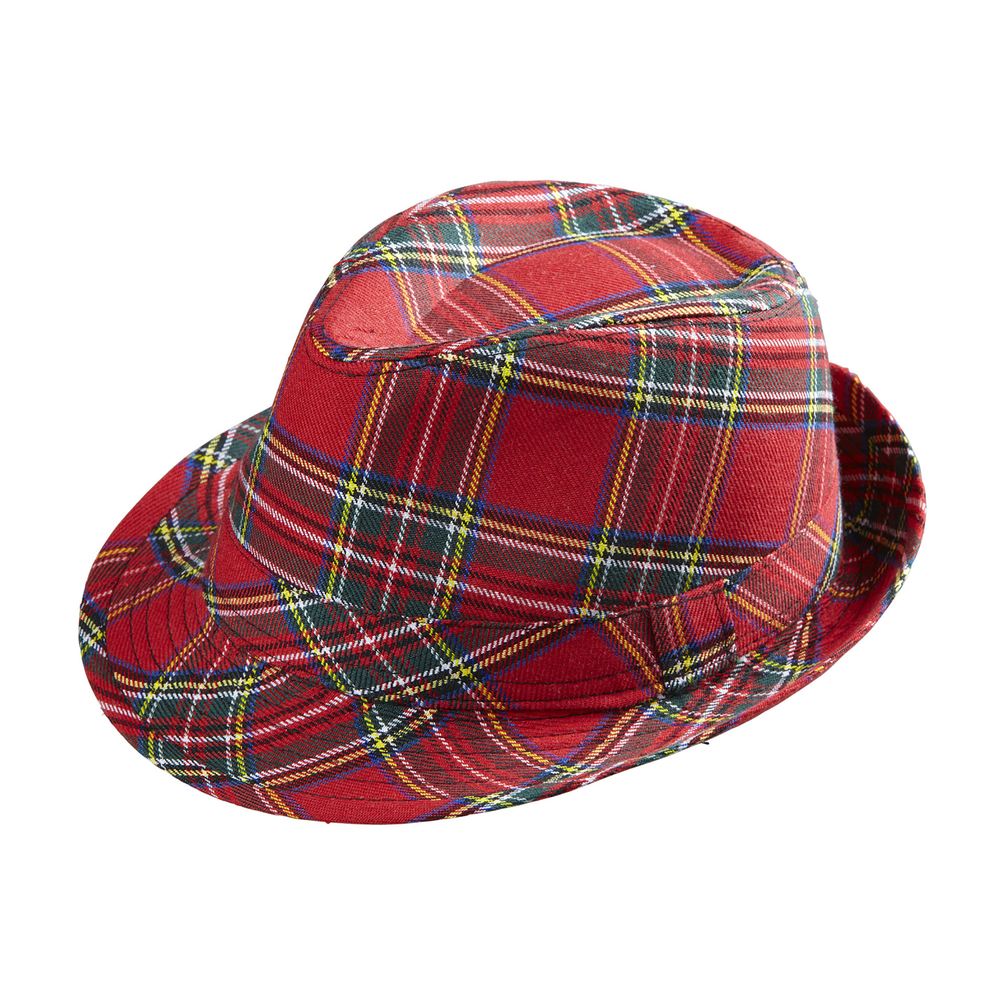 deukhoed fedora rood met tartan print