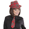 foto 2 deukhoed fedora rood met tartan print